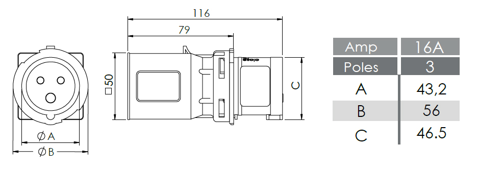 adattatore rosi 1864 misure descr