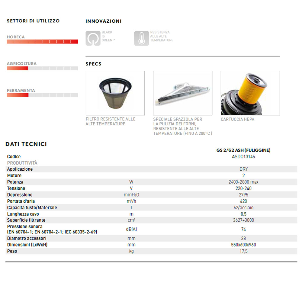 aspiratore soteco asdo13145ktri02917 dati descr