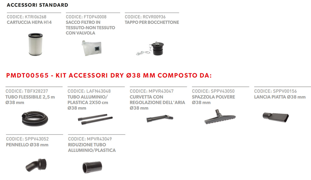 aspiratore soteco asdo15103 accessori descr