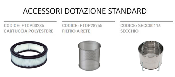 aspiratore soteco asdo15122pmdt00928 accessori standard descr
