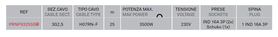 avvolgicavo rosi prnp93255s dati descri