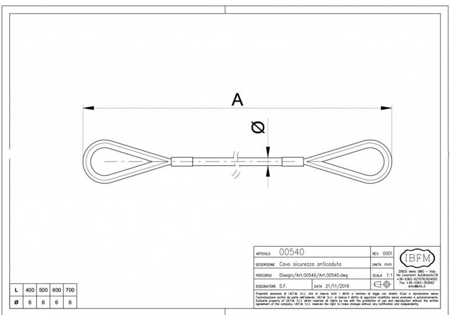 cavo ibfm 540600 scheda descr