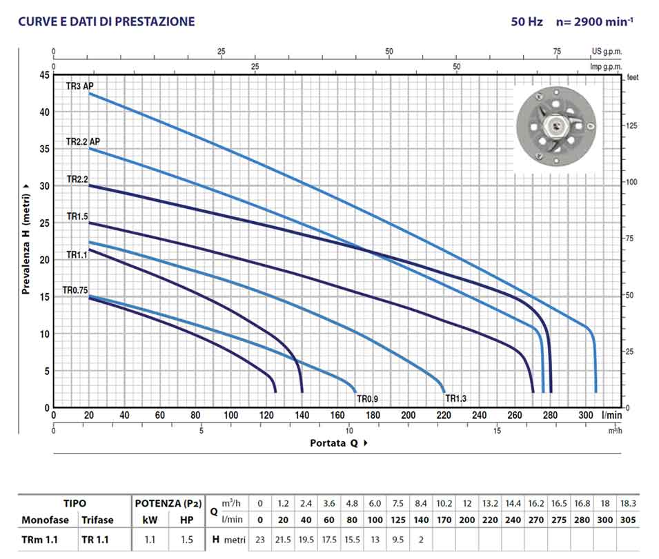 elettropompa pedrollo tritus trm1.1 prestazioni descr