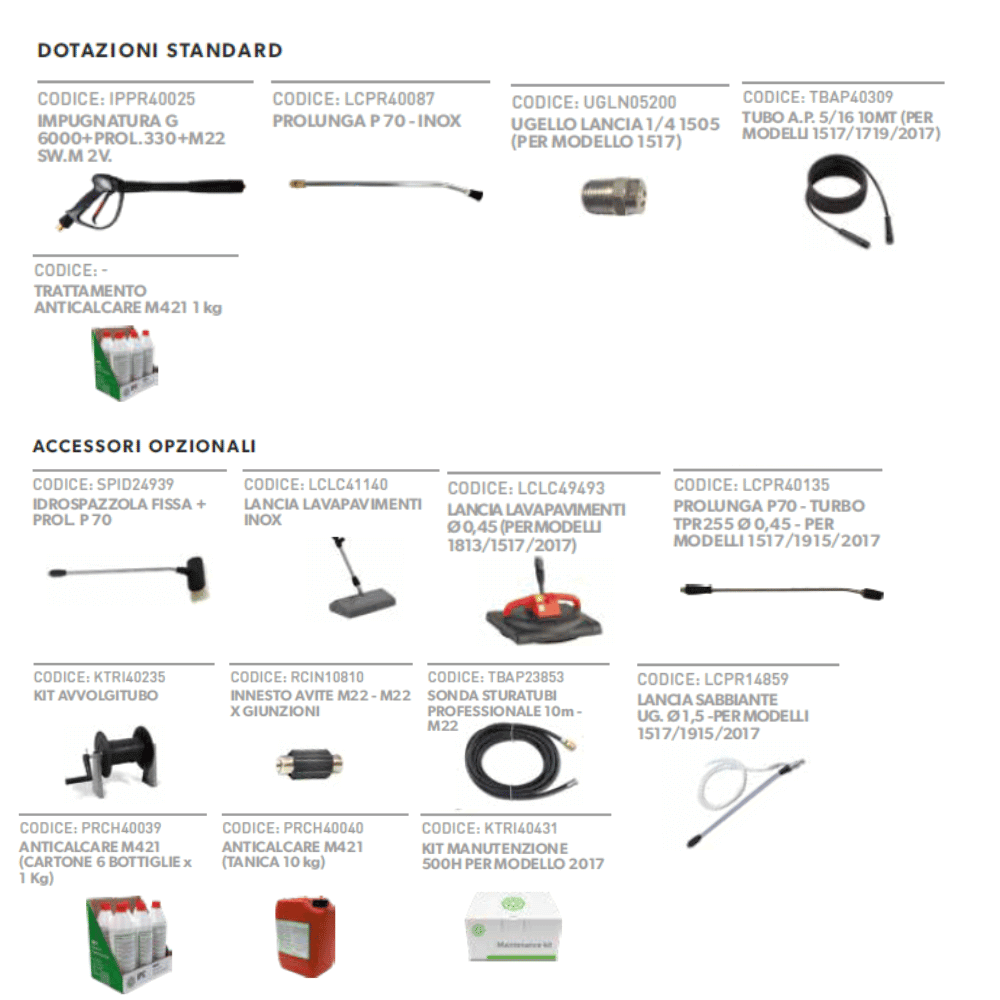idac41424 kosmic h4 accessori standard opzionali