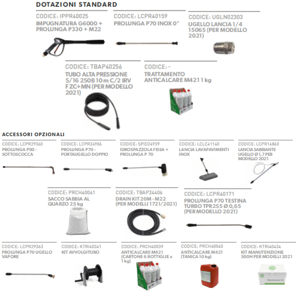 idac41453 mistral h4 d2021p accessori standard opzionali