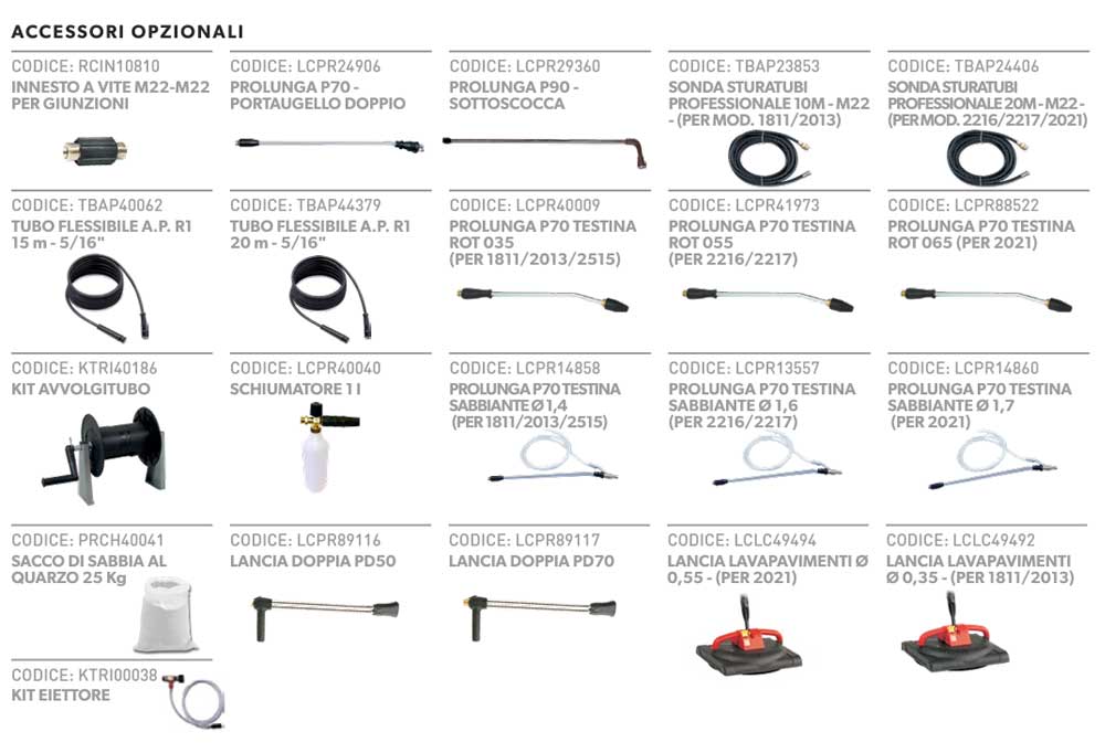 idropulitrice portotecnica benzc idaf40358 accessori opz descr