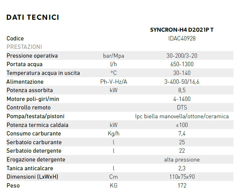 idropulitrice portotecnica idac40928 dati descr