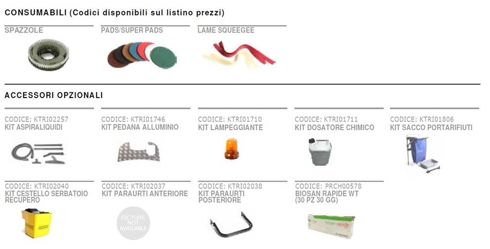 lavasciuga lavamatic110 accessori opzionali descr