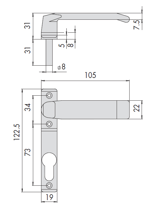 maniglia cisa 06003000 misure descr