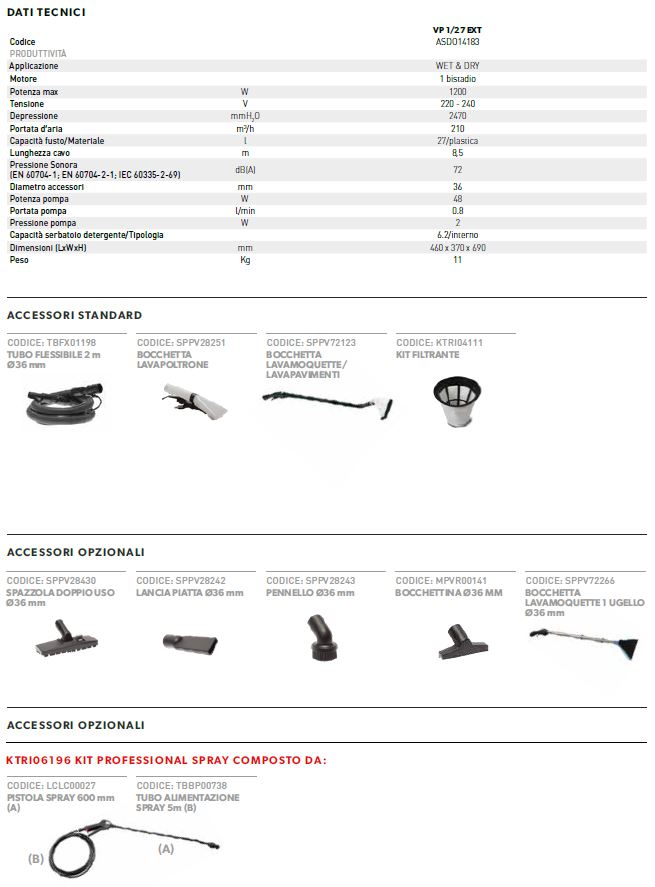 asdo14183 dati tecnici accessori standard opzionali