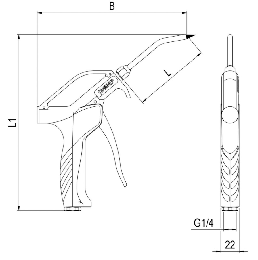 pistola soffiaggio aignep 362 misure descr