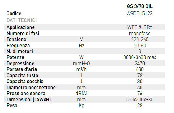 gs378oil dati tecnici