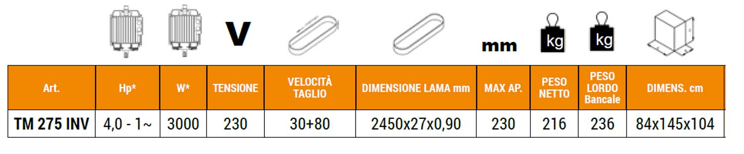 tm275inv dimensioni