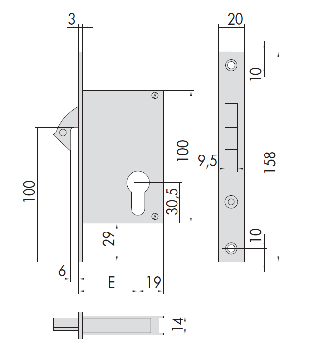 serratura cisa 4511040 misure descr