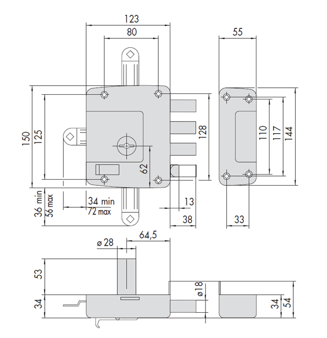 serratura cisa 57110602 dimensioni descri