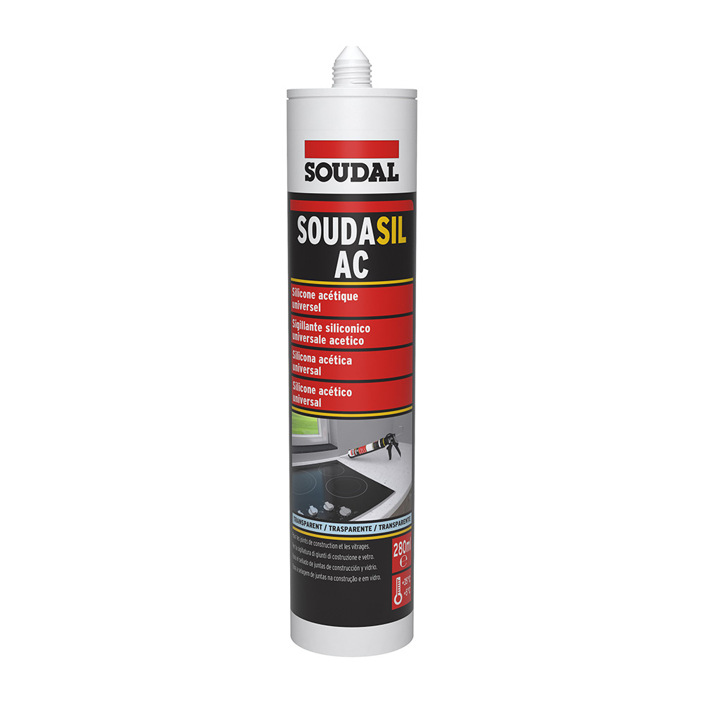 Silicone acetico SOUDAL Soudasil AC universale per sigillature su finestre,  bagni e box doccia conf 280