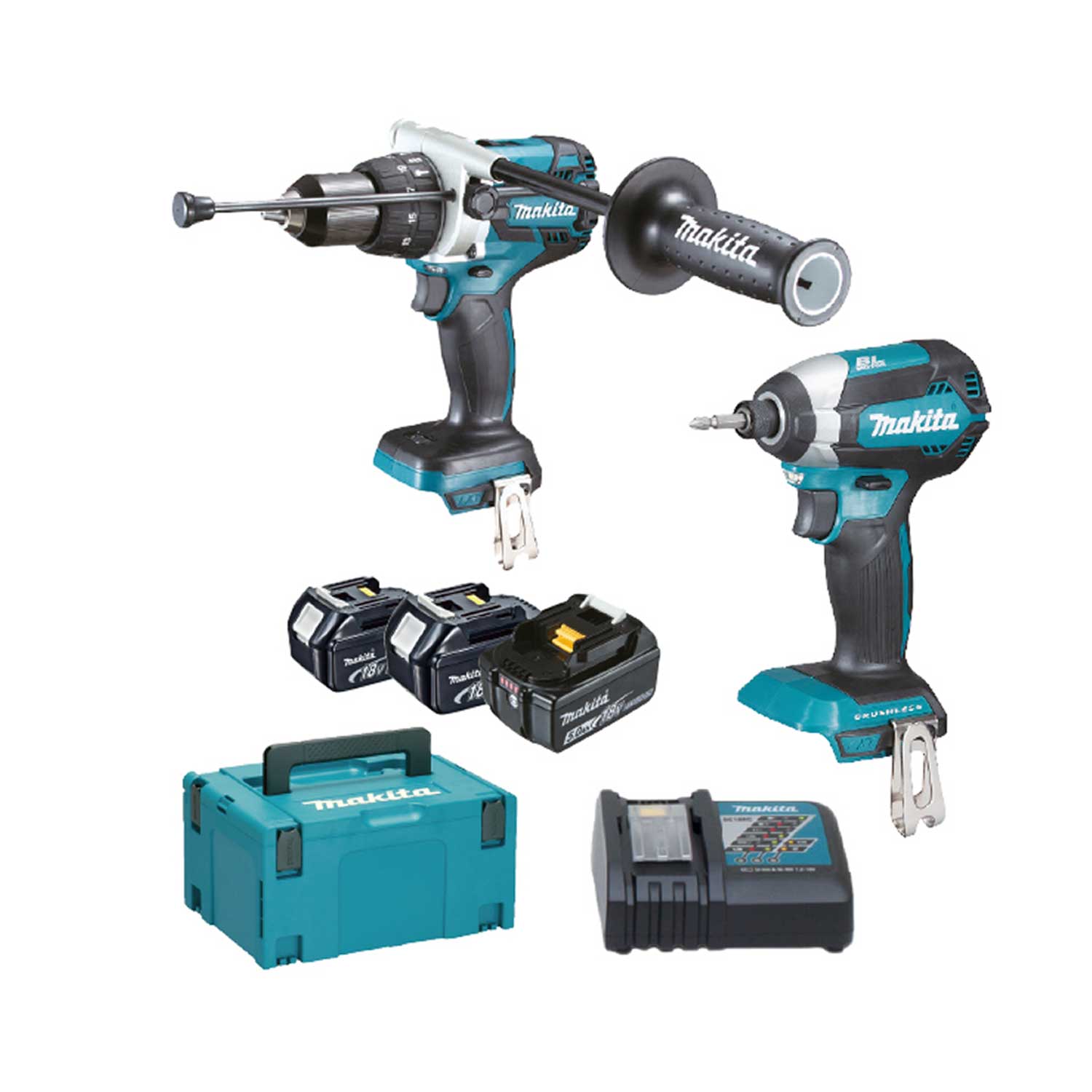 Kit Makita trapano avvitatore/avvitatore a impulsi 18 V 5 Ah 