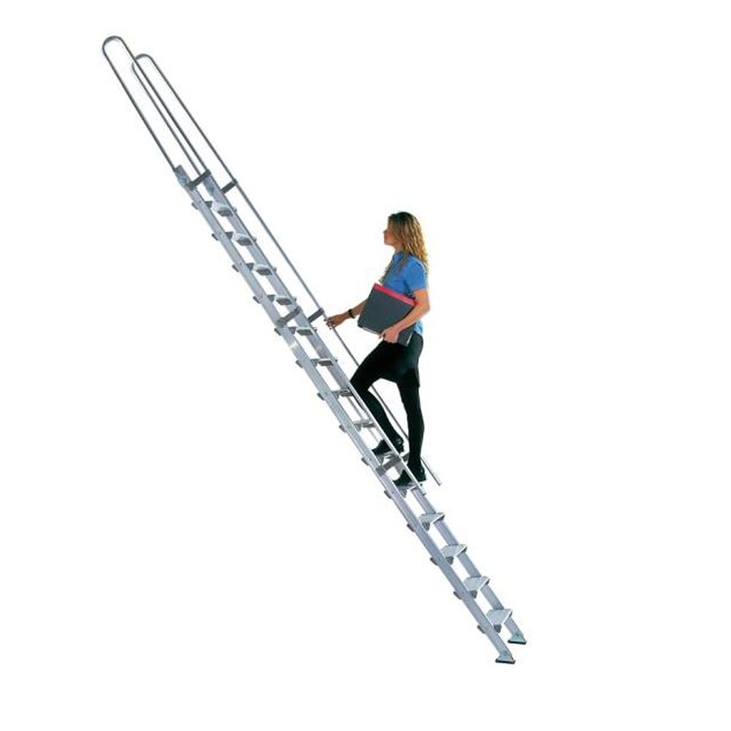 Scala In Alluminio 8 Gradini 215h Cm Con Gancio Di Sicurezza