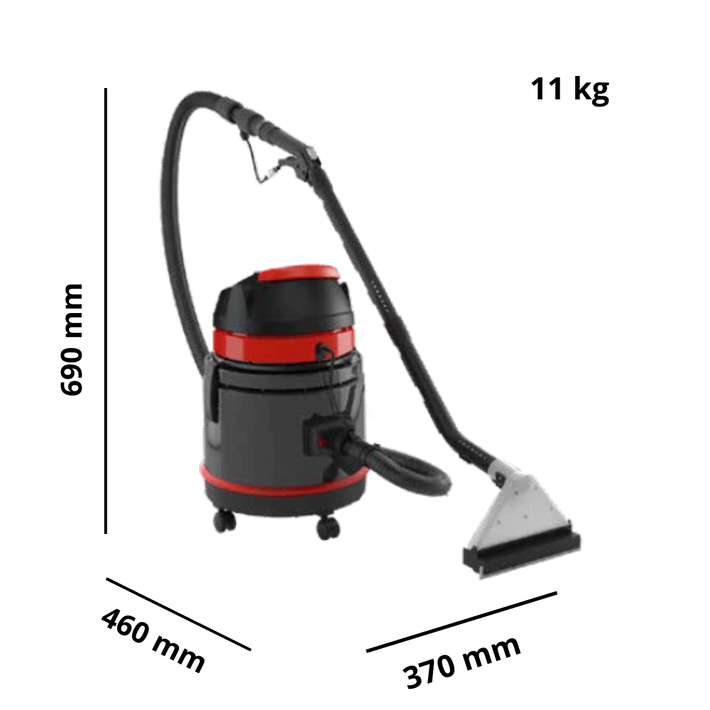 Aspiratore Soteco VP 1/27 EXT per solidi e liquidi con bocchetta moquette e  poltrone motore monostadio 1200W serbatoio 27 lt completo di accessori