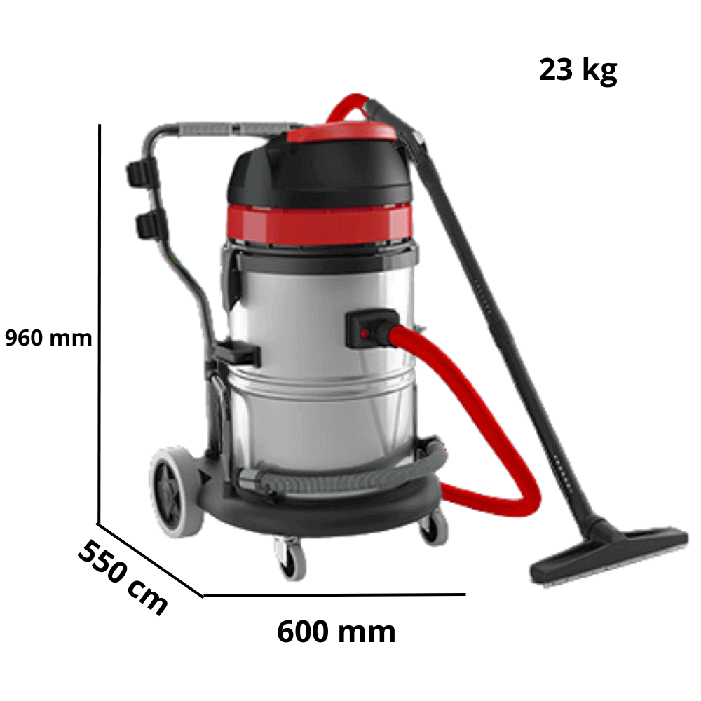 Aspiratore Soteco Vs 3/62 W&D per solidi e liquidi 3 motori bistadio 3300W  serbatoio 62lt completo di accessori