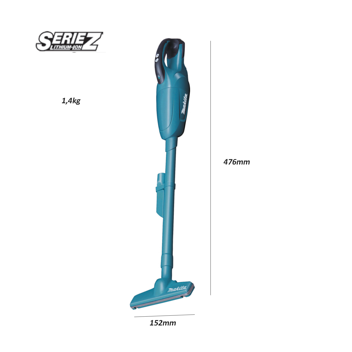 Aspiratore Makita dcl181fz a batterie 2 velocità 18 V contenitore da