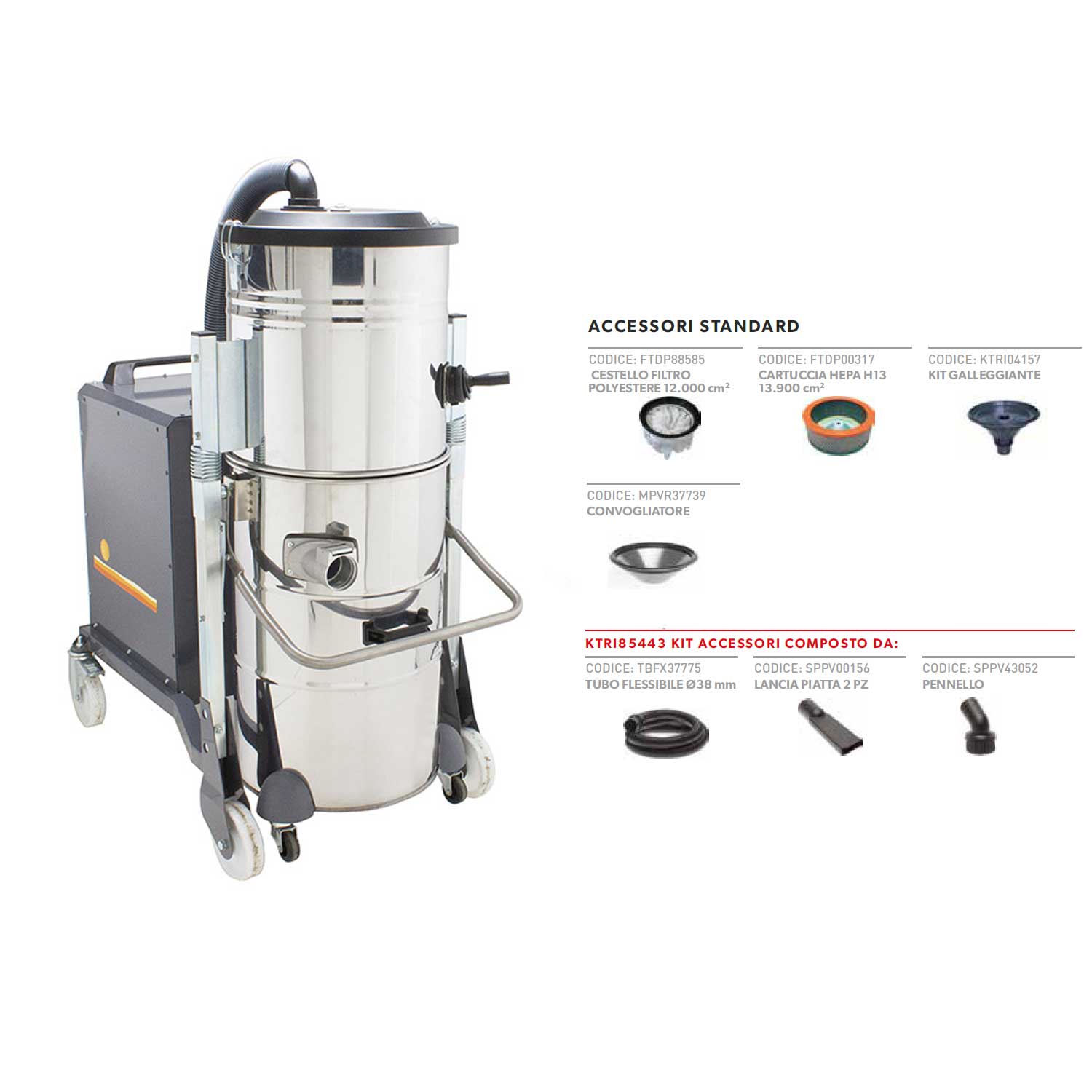 Aspirapolvere Industriale VCW-30SA 1600W, 30L, Asciutto/bagnato, Filtro Autopulente, Presa Utensili 2000W, HEPA, Anticorrosione