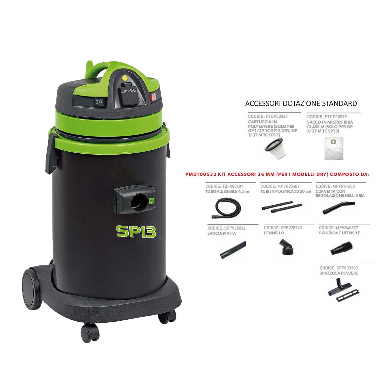 Aspiratore Soteco GP 1/37 M TC SP13 da utensile per solidi con presa  corrente controllo