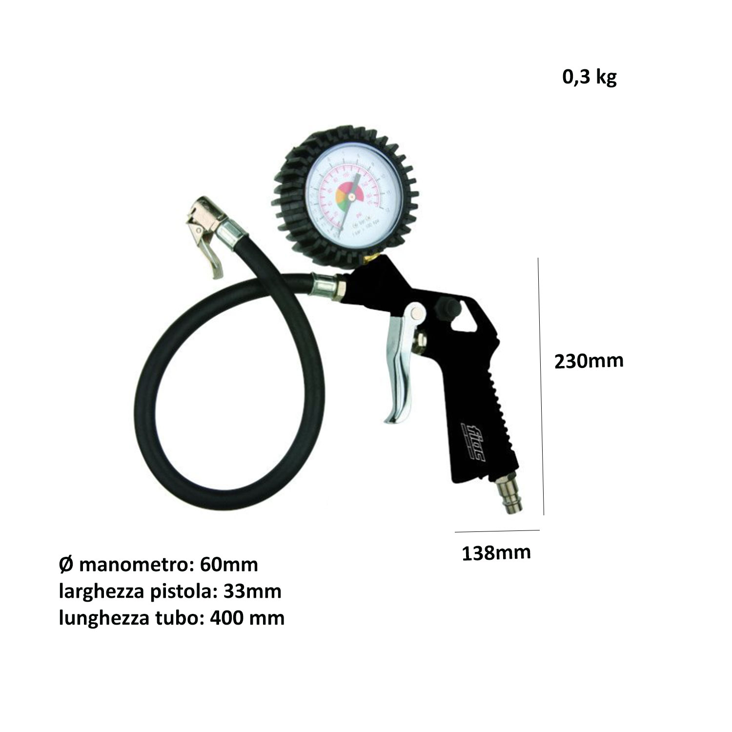 Pistola Di Gonfiaggio HUfirma Con Manometro Digitale A Doppia Misurazione Bar Psi - Foto 5
