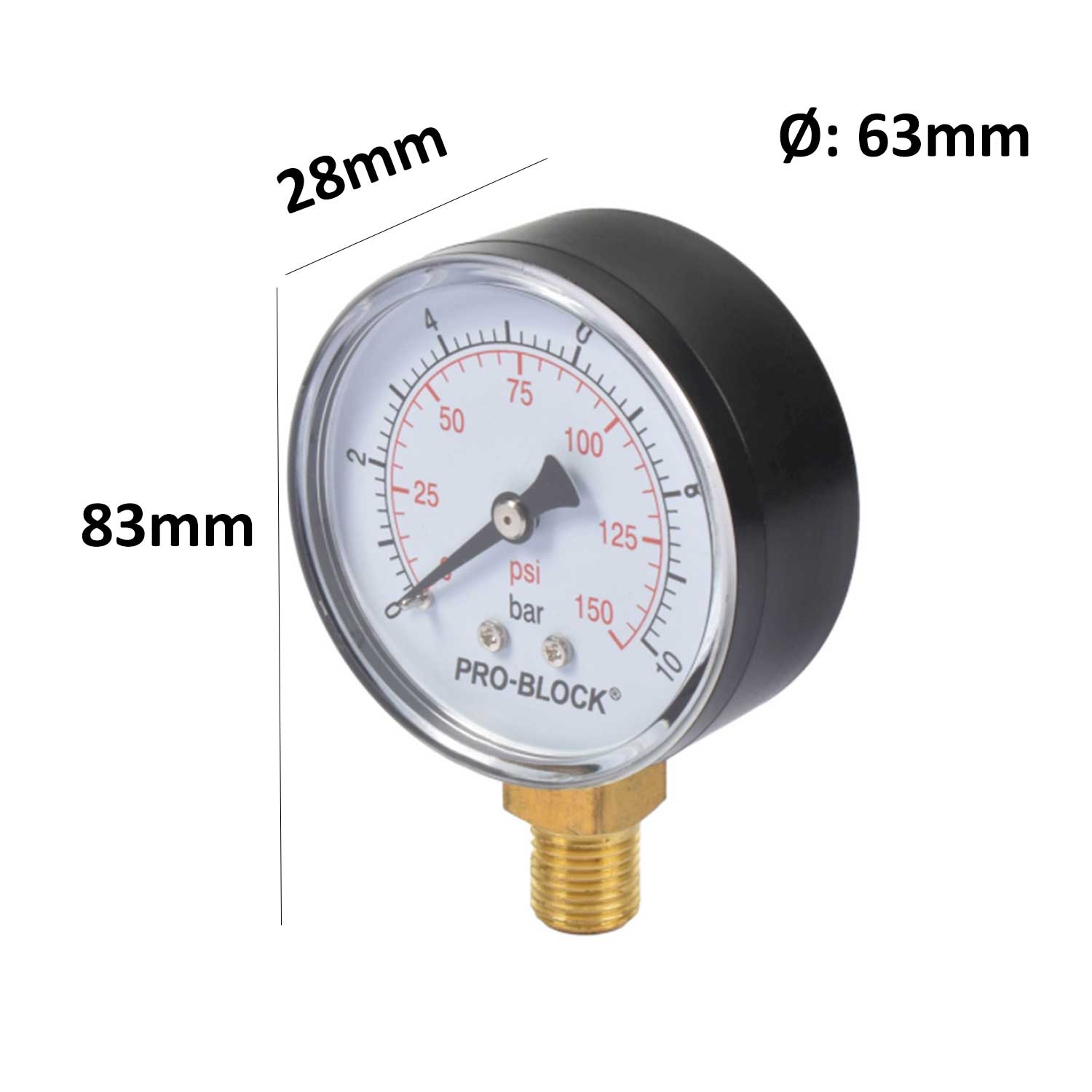 0-60psi,0-4bar Strumento di misurazione manometro meccanico manometro 1/8inch BSPT Connessione inferiore per misurazione aria olio acqua