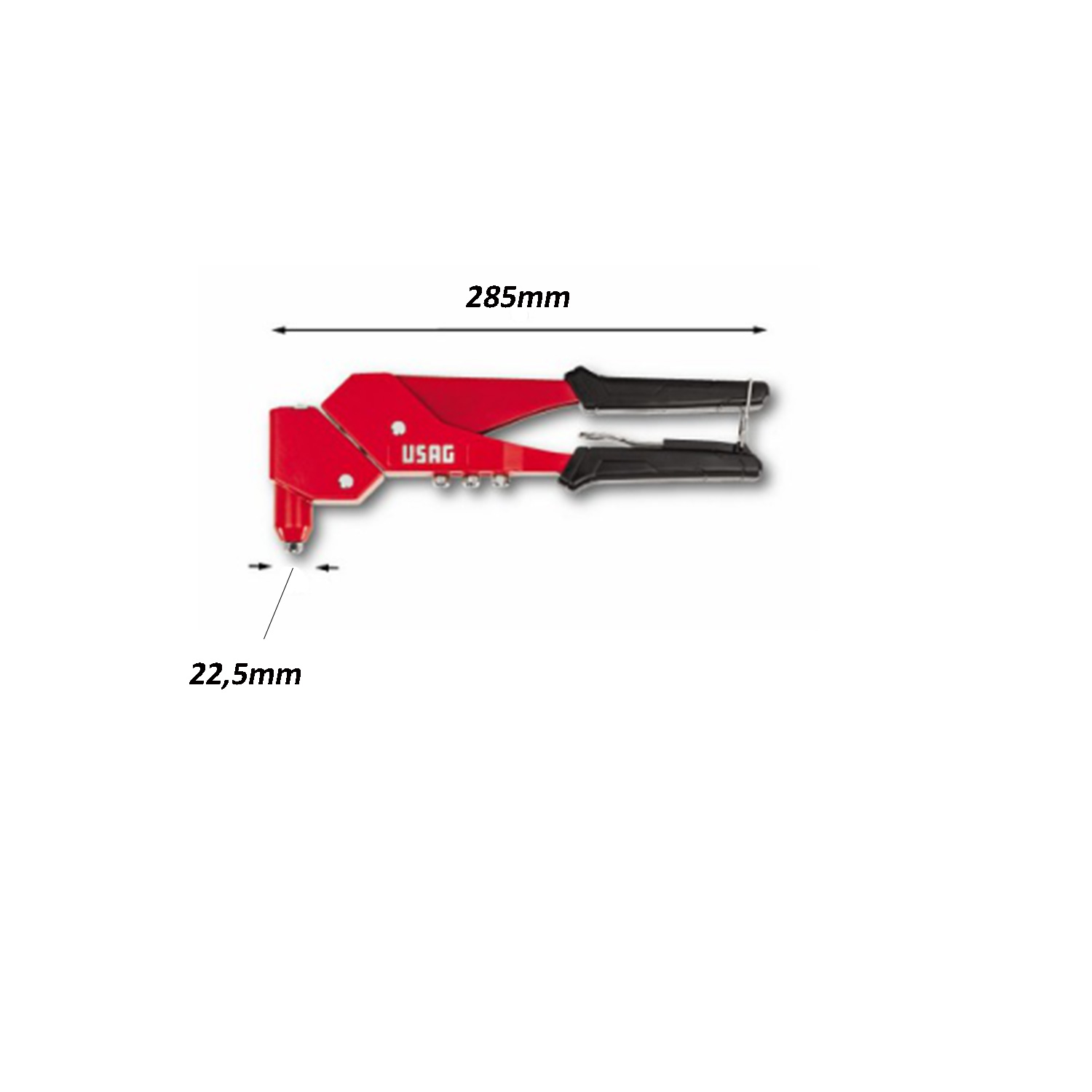 USAG Rivettatrice U09950006 A Mano Con Testa Orientabile 360° – Per Rivetti Alluminio 2,4-4,8 Mm, 4 Testine