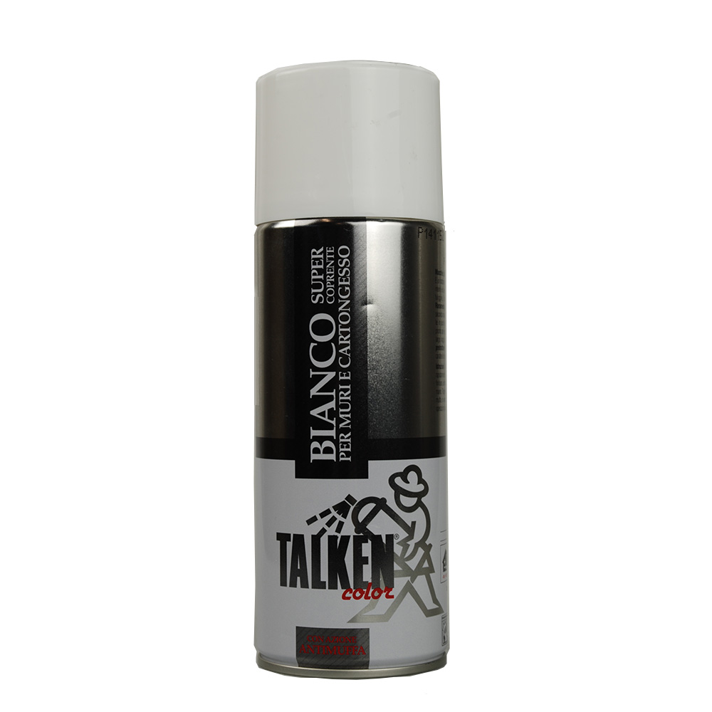 Spray supercoprente bianco per muri con azione antimuffa 520 ml Talken
