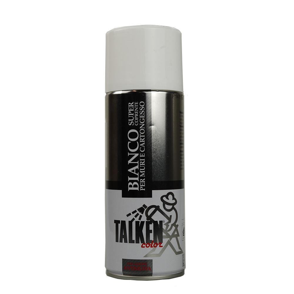 Talken Bianco Super Coprente Spray 400ml: Per Muri E Cartongesso. Copri Macchie Di Fumo, Umidità E Fuliggine In Una Sola Mano! Pronto All'Uso.