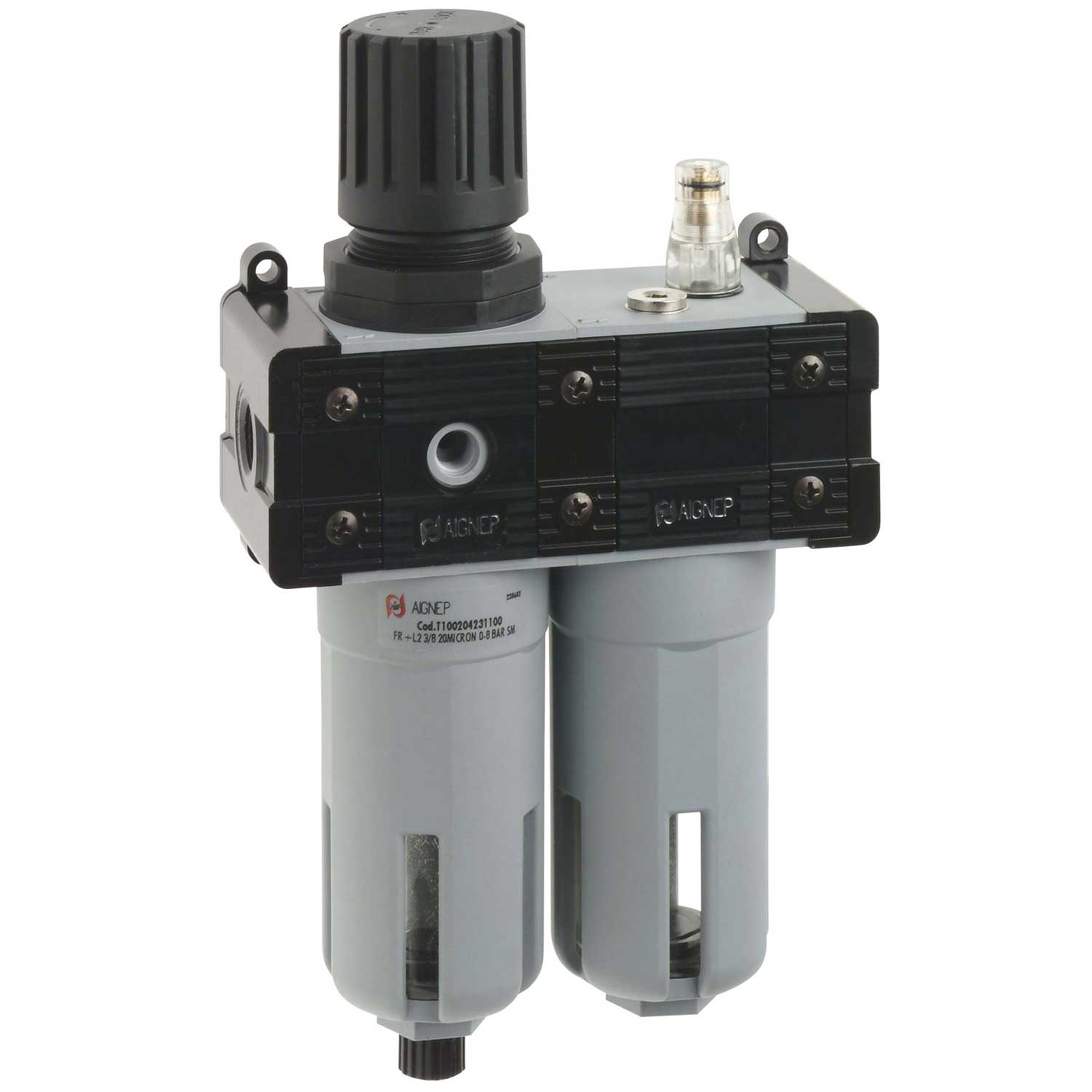 Gruppo Aignep T100 FR+L1 compressore aria regolatore + filtro +  lubrificante filetto 1/4